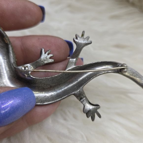 Vintage 1940s Coro Lizard Rhinestone Enamel Brooch Pin - Picture 11 of 11